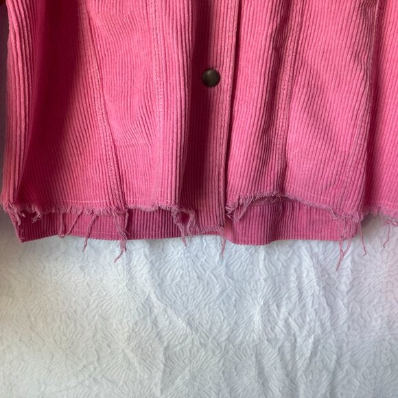 POL Clothing Washed Corduroy Trucker Jacket Pink Size Large - Picture 6 of 13